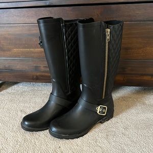 Black rain boots